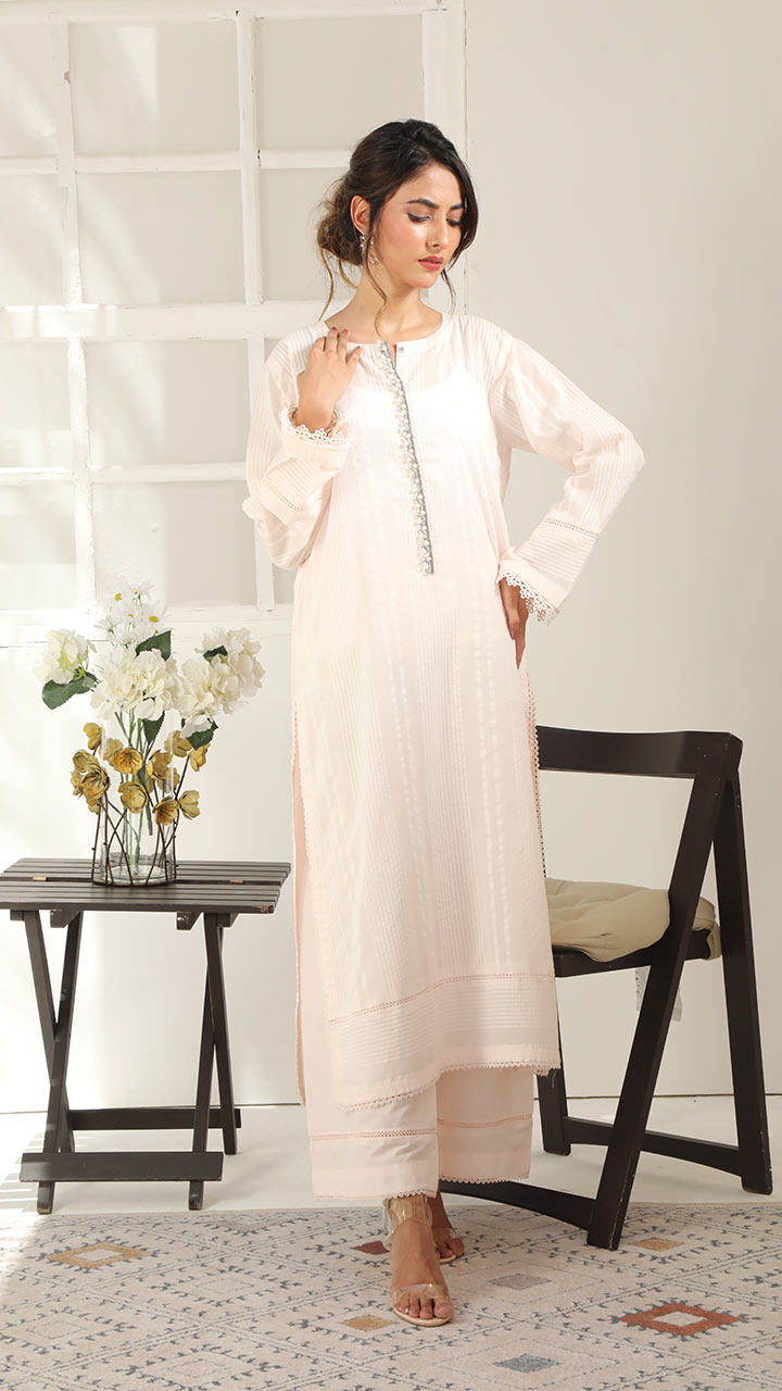 SPARKLE- 2 PIECE EMBROIDERED SUIT (STITCHED)