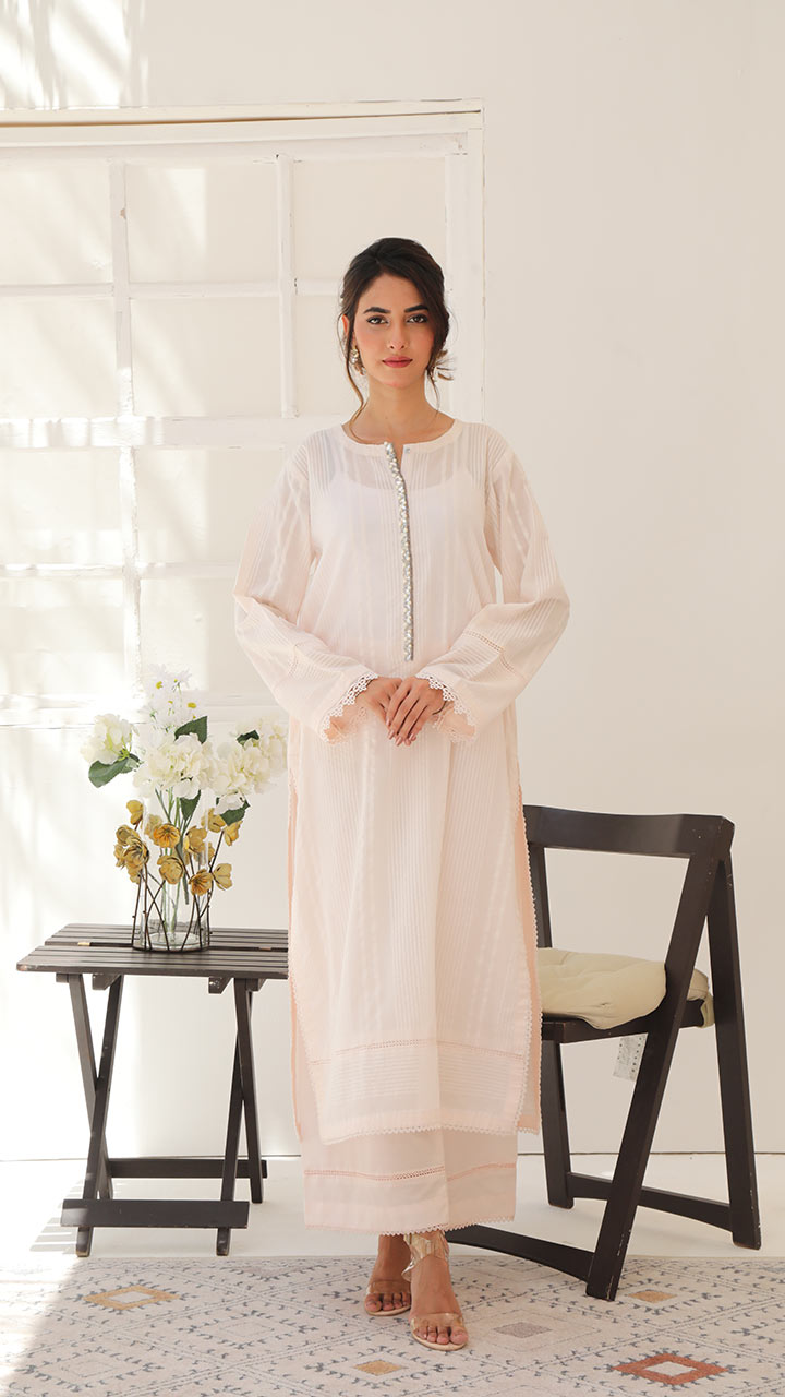 SPARKLE- 2 PIECE EMBROIDERED SUIT (STITCHED)