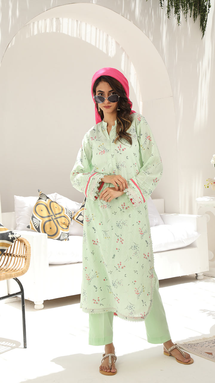 EVERGREEN- 2 PIECE PRINTED SUIT (STITCHED)