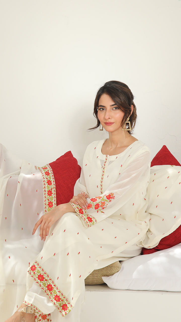 ANARKALI- 3 PIECE EMBROIDERED SUIT (STITCHED)