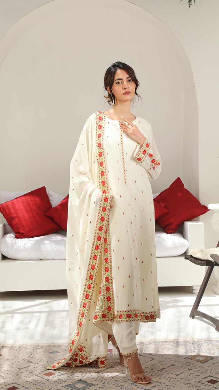 ANARKALI- 3 PIECE EMBROIDERED SUIT (STITCHED)