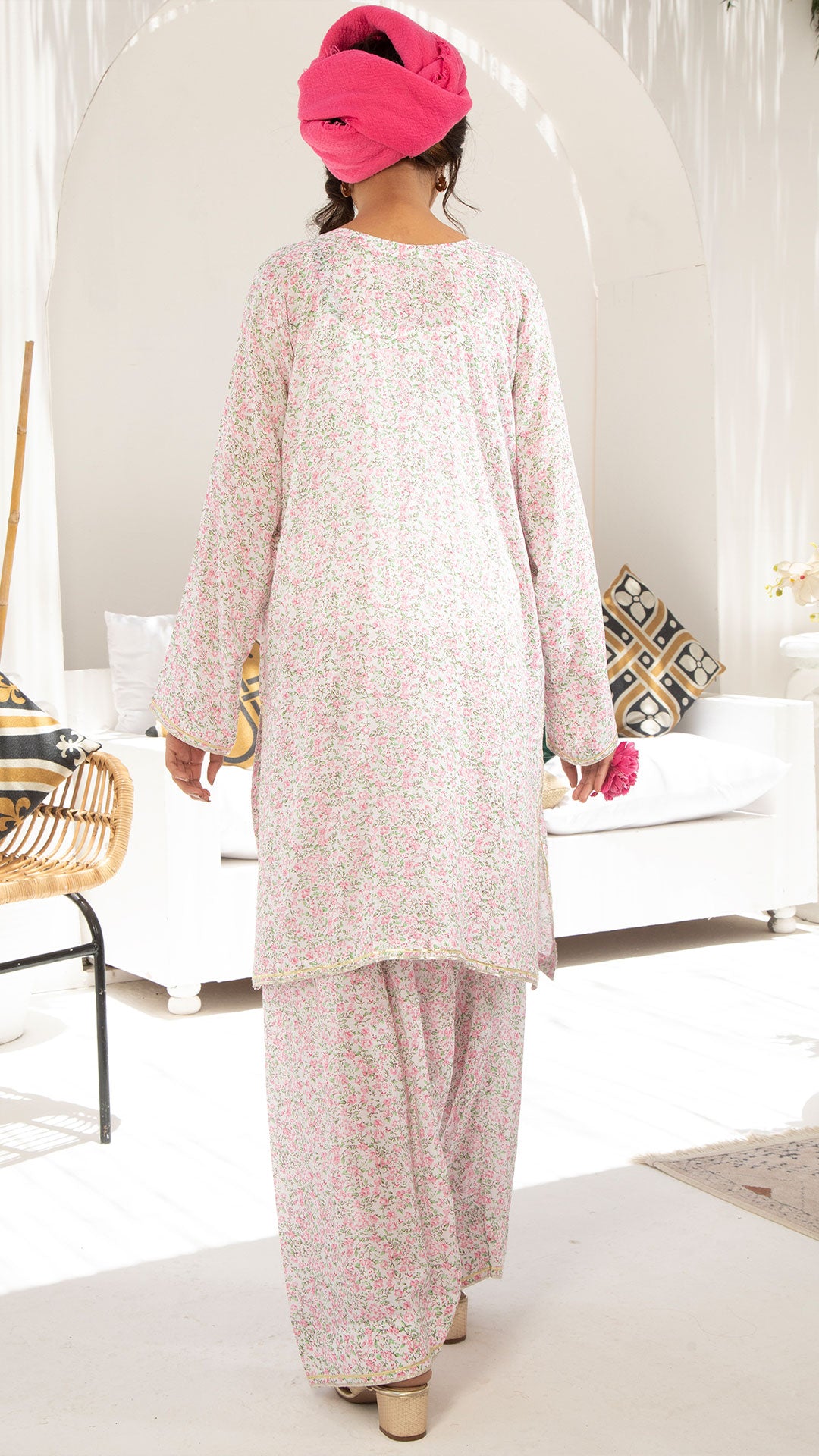BLOSSOMS- 2 PIECE PRINTED SUIT (STITCHED)