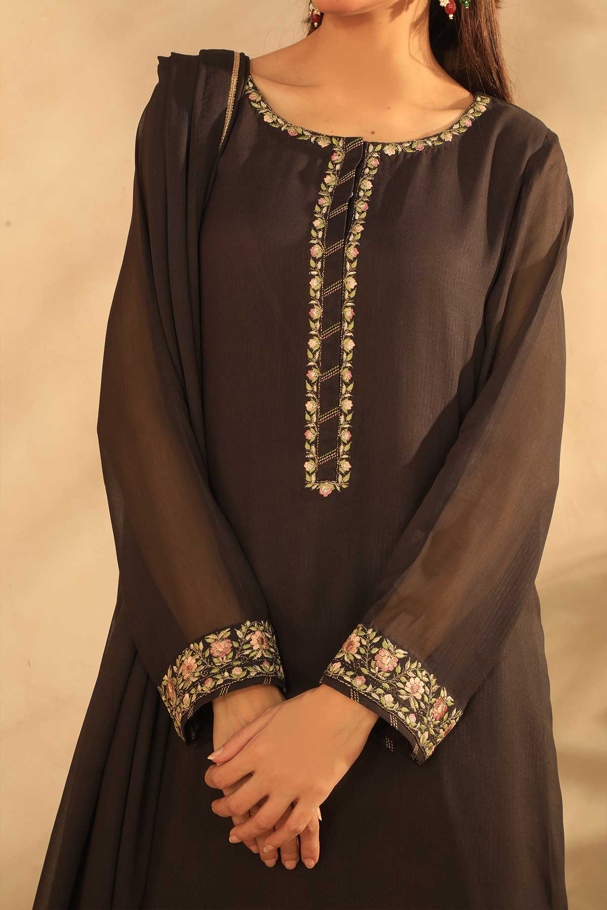 Radiant 3 piece Stitched Chiffon Suit